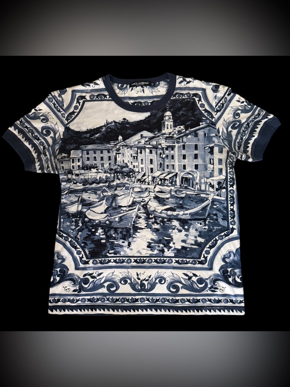 Dolce & Gabbana Blue Ceramic Majolica Portfino Print T-Shirt Men’s Euro 52 (L)
